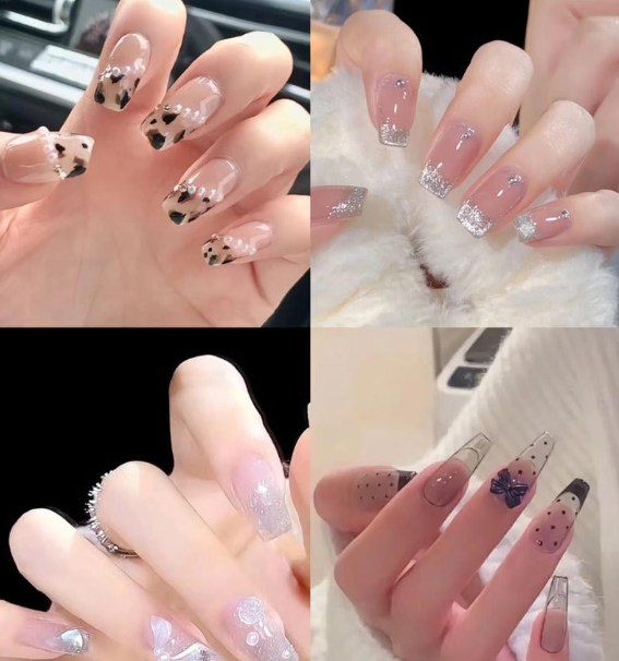 99+ mẫu nail đính đá vừa XINH vừa SANG cho nàng tự tin ra ngoài 55 Bàn tay với nhiều kiểu sơn móng nghệ thuật, họa tiết đa dạng và sáng tạo trên nền móng dài.