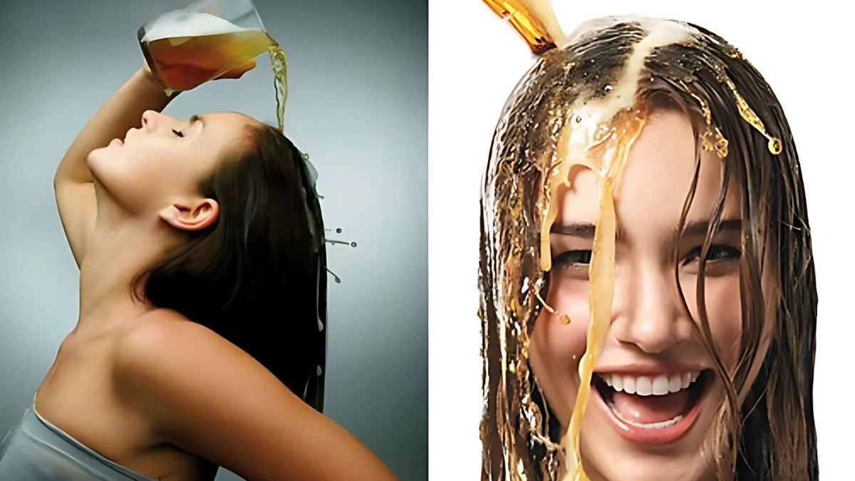 cach-lam-toc-het-bet-khong-can-goi-13 Một người đổ chất lỏng lên tóc, thể hiện sự vui vẻ và thích thú.
