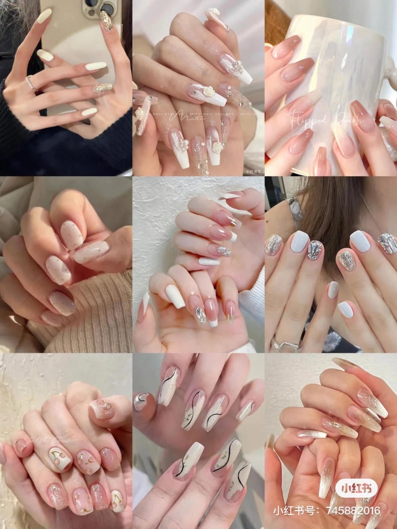 mau-nail-don-gian-cardina__70__15e45a754c1048f3abd0a644968a413e Bộ sưu tập mẫu móng tay nghệ thuật với nhiều thiết kế và màu sắc khác nhau, từ nhạt đến đậm, có họa tiết trang trí.