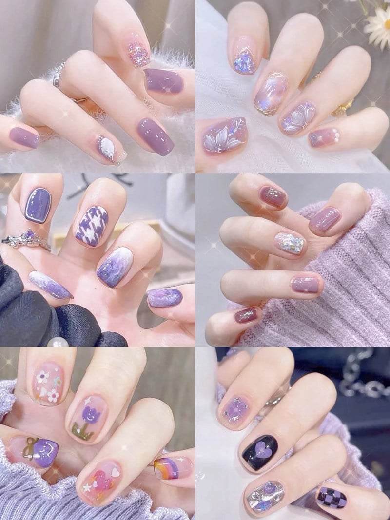 Bộ sưu tập m&oacute;ng tay với nhiều m&agrave;u sắc v&agrave; họa tiết kh&aacute;c nhau, từ hoa văn đến h&igrave;nh vẽ s&aacute;ng tạo.