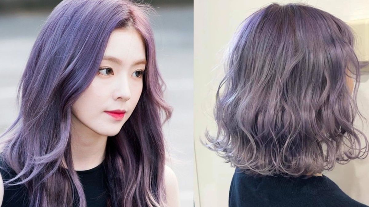 nau-xam-13 Người có mái tóc dài màu tím bên trái và mái tóc ngắn xoăn màu tím bên phải.