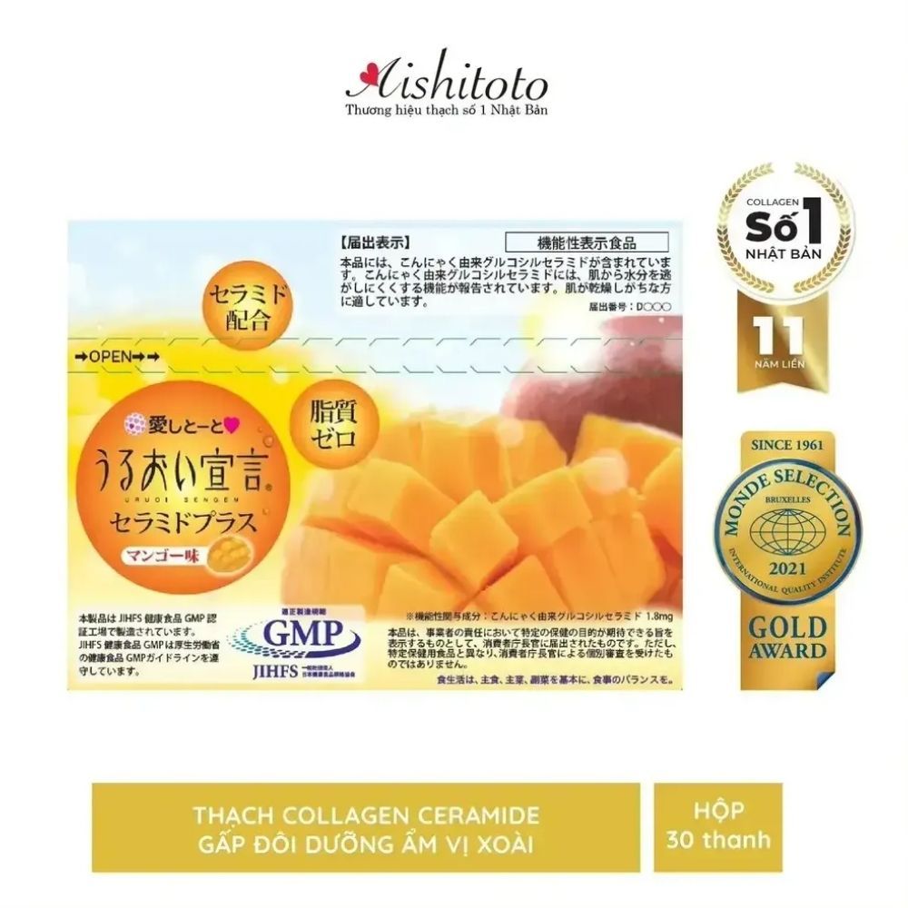 Thạch collagen Aishitoto Collagen Jelly Ceramide Plus vị xoài