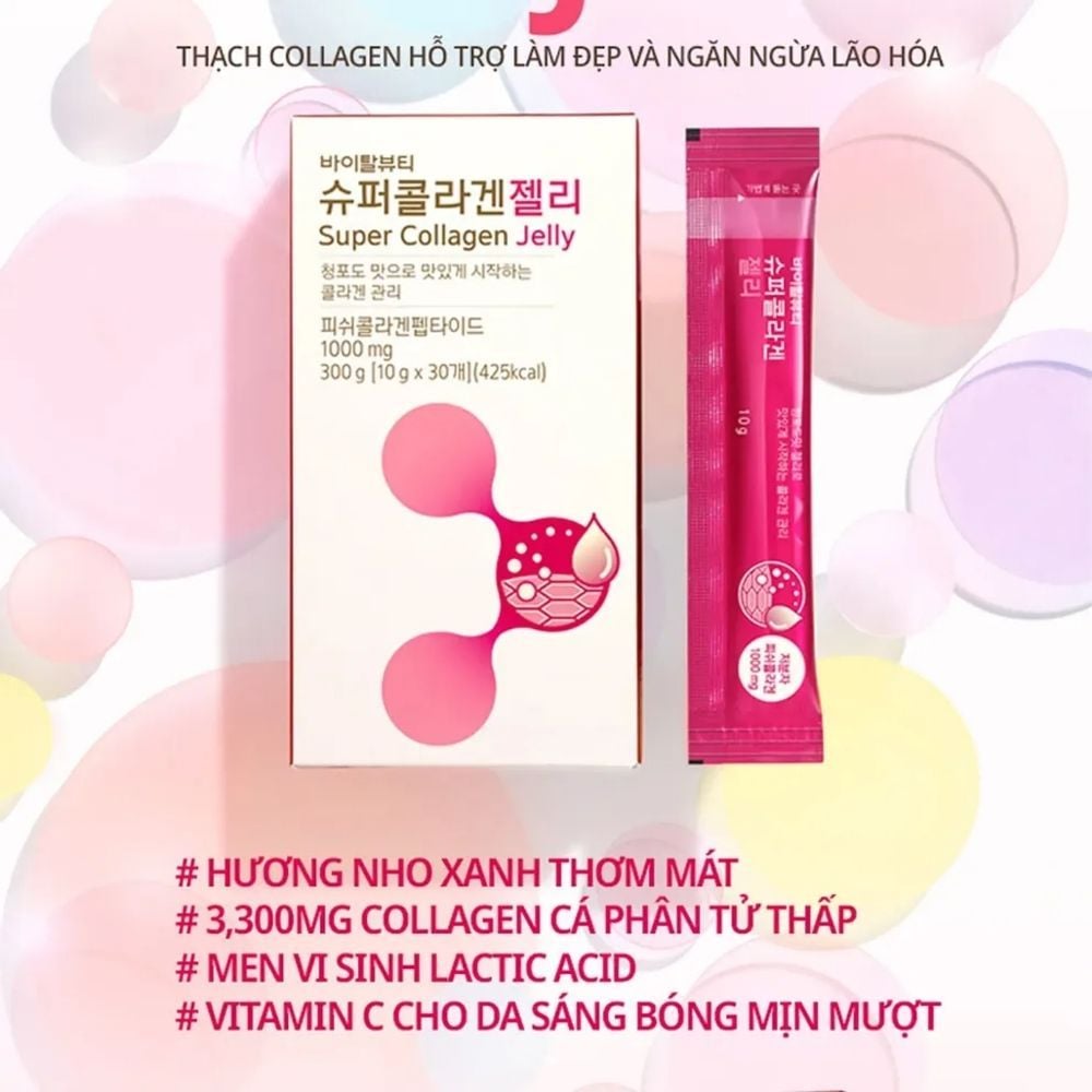 Thạch collagen Vital Beautie Super Collagen Jelly vị nho xanh