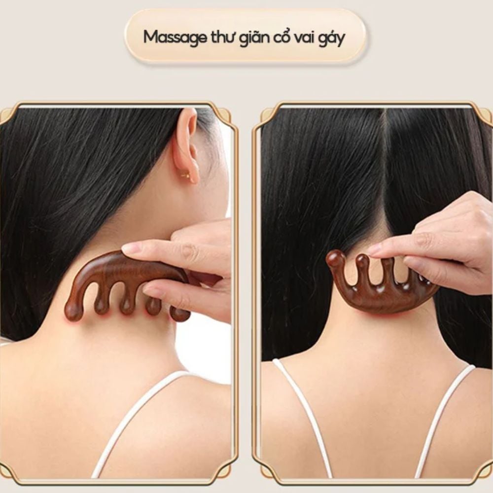 lược gỗ đàn hương massage da đầu