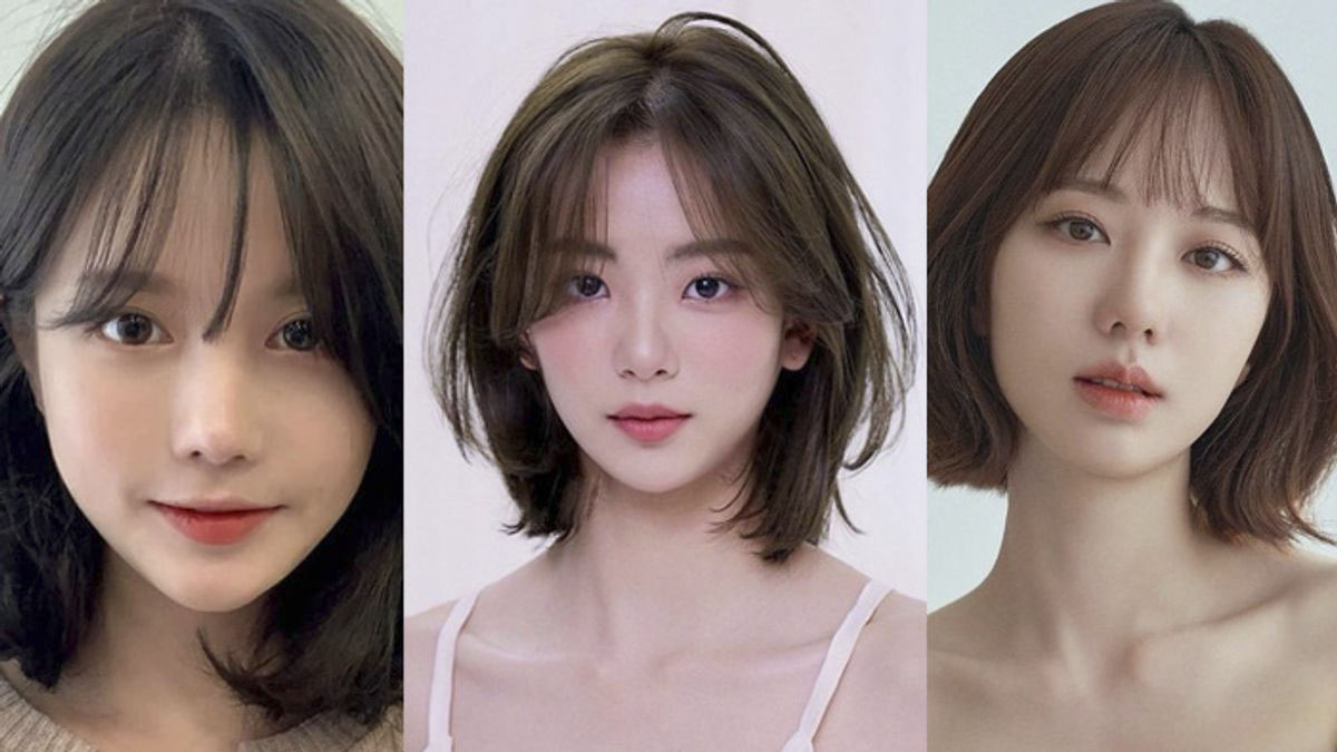 cach-cat-toc-layer-tai-nha-7 Ba người với kiểu tóc ngắn khác nhau, nhìn vào máy ảnh, nền trắng và xanh nhạt.