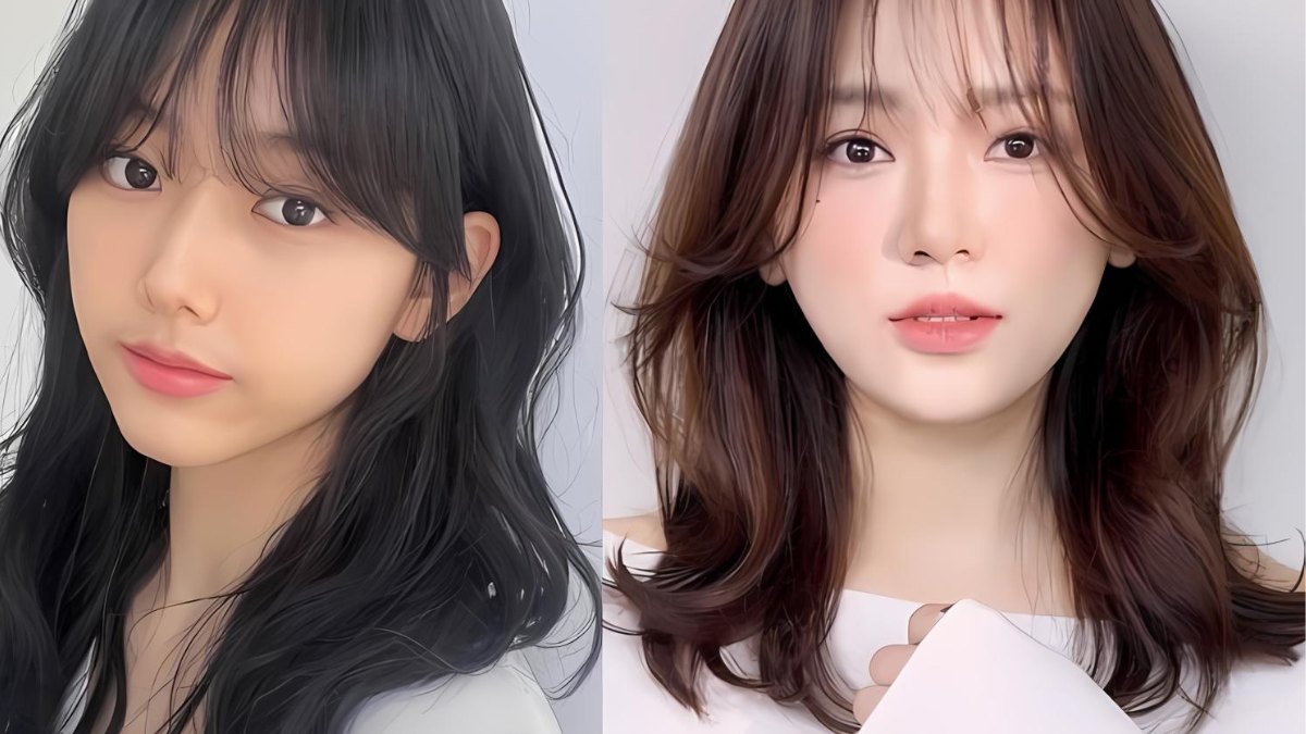 Hai người đang nhìn về phía trước với tóc dài, một người có tóc đen và người còn lại có tóc nâu.