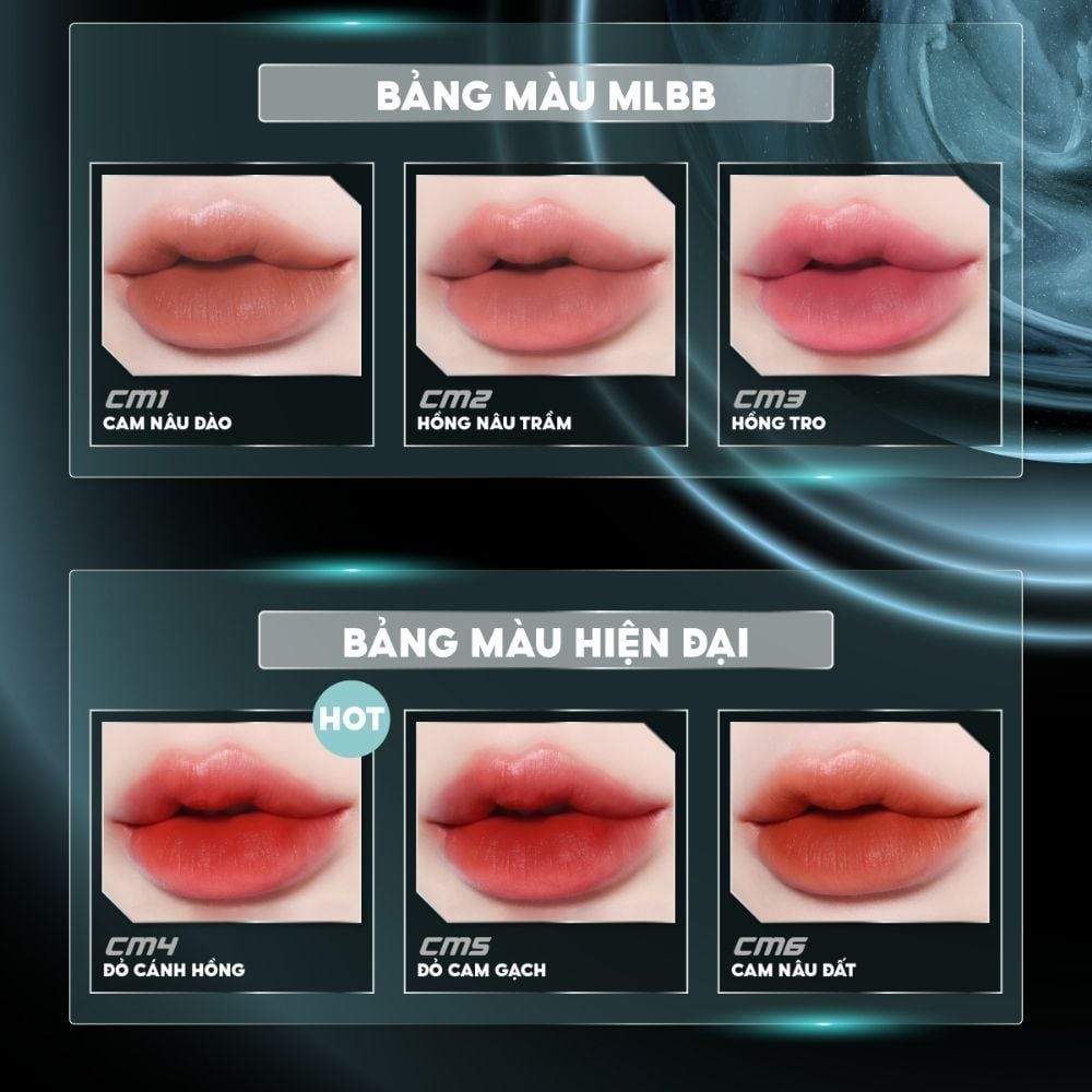 Bảng màu son kem lì Merzy Cyber Mellow Tint 2023 mới nhất