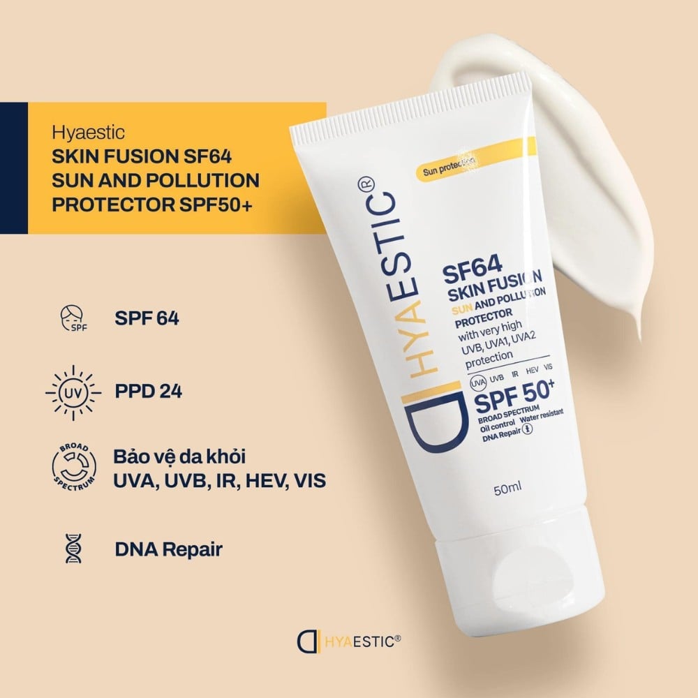 18.12 - thegioiskinfood.com - Kem chống nắng Hyaestic Skin Fusion SF64 Sun And Pollution Protector SPF50+