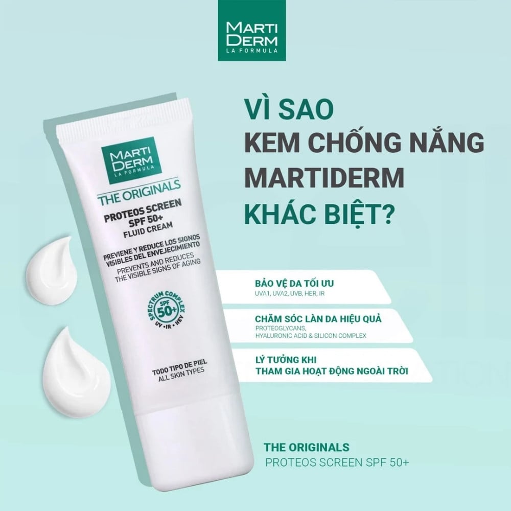 22.8 - thegioiskinfood.com - MartiDerm The Originals Proteos Screen SPF50+ Fluid Cream