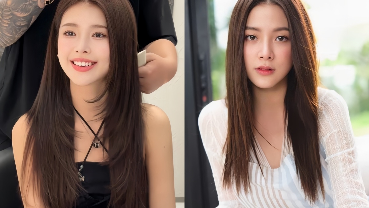 Hai người phụ nữ tóc dài, một người đang được làm tóc, người kia mặc áo trắng, cùng nhìn về phía máy ảnh.