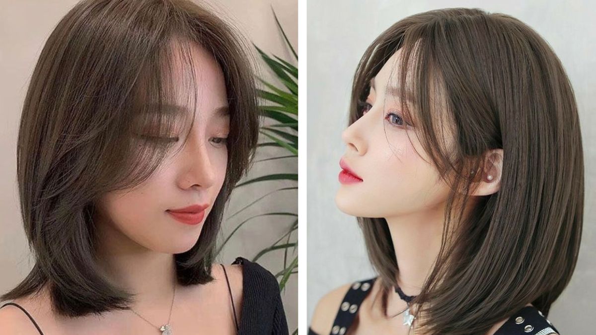 mat-dai-de-toc-gi-4 Hai người với tóc ngắn ngang vai, tóc màu tối, chụp nghiêng trong bối cảnh nội thất.