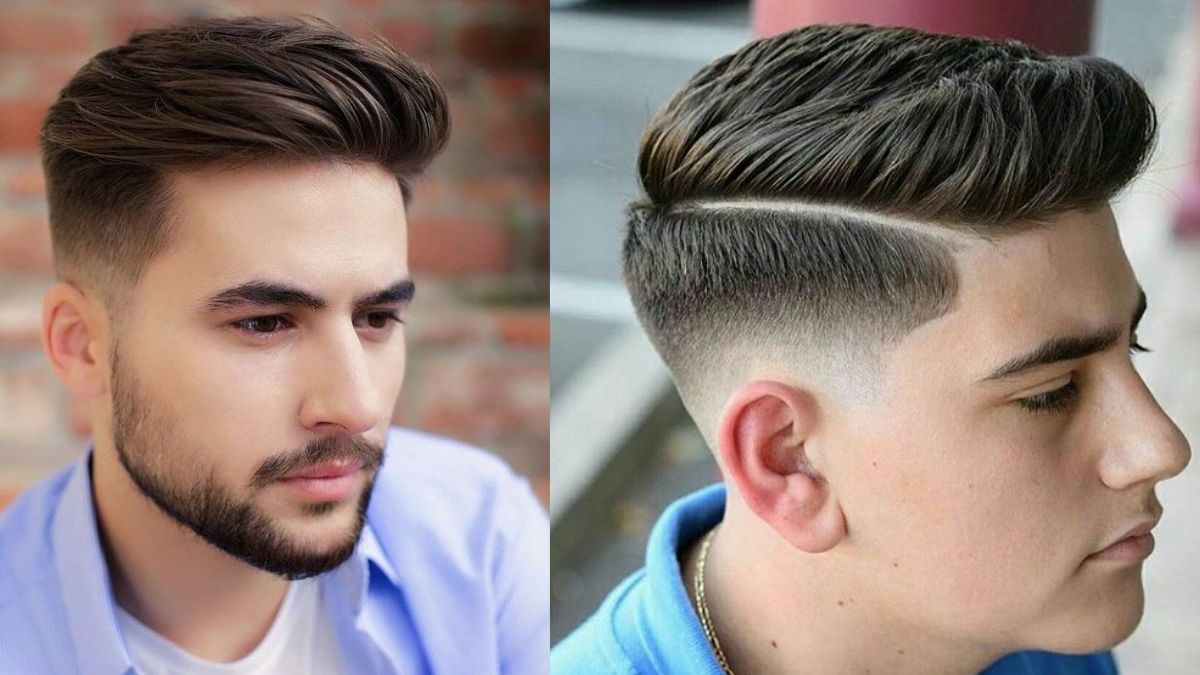 mat-dai-de-toc-gi-8 Hai kiểu tóc nam hiện đại với phần tóc trên dài và hai bên cắt ngắn, một người có râu, người kia không râu.