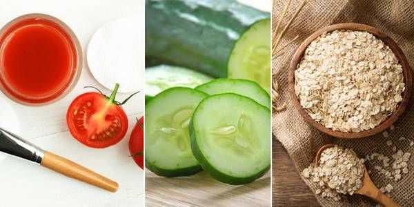 Mặt nạ kết hợp ba nguyên liệu cà chua, dưa chuột và yến mạch