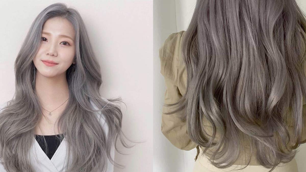 mau-khoi-1 Người có mái tóc dài màu xám, hình ảnh bên trái chụp từ phía trước, bên phải chụp từ phía sau.
