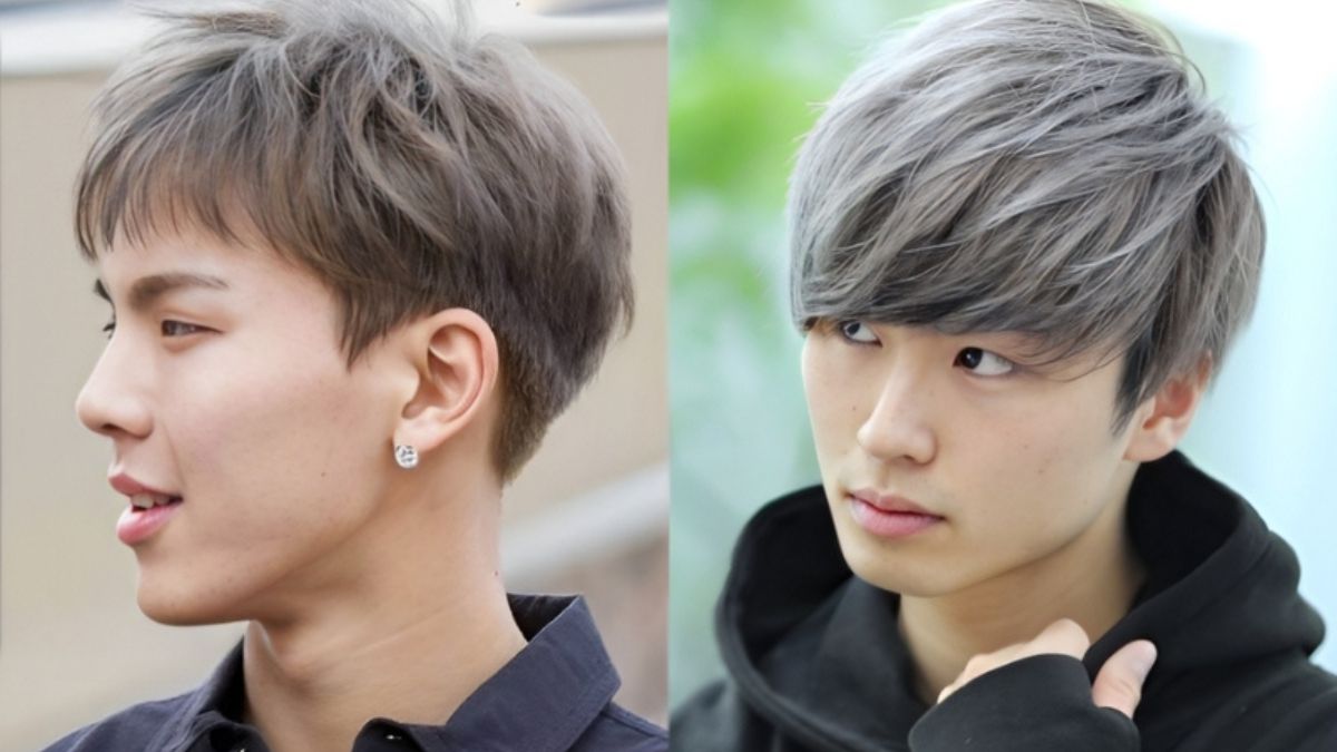 mau-nau-lanh-nam-14 Hai người với kiểu tóc ngắn, một người tóc nâu và một người tóc xám, trong bối cảnh ngoài trời.