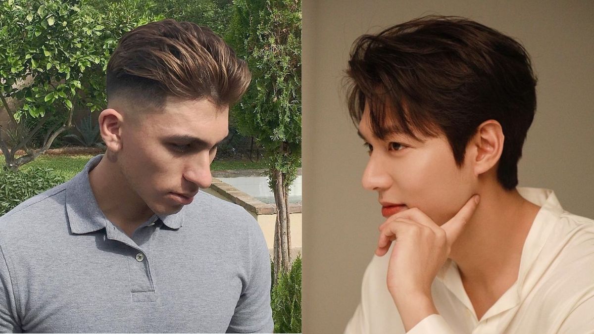 mau-nau-lanh-nam-2 Hai người đàn ông với kiểu tóc khác nhau, một người mặc áo xám ngoài trời, người kia mặc áo trắng trong nhà.