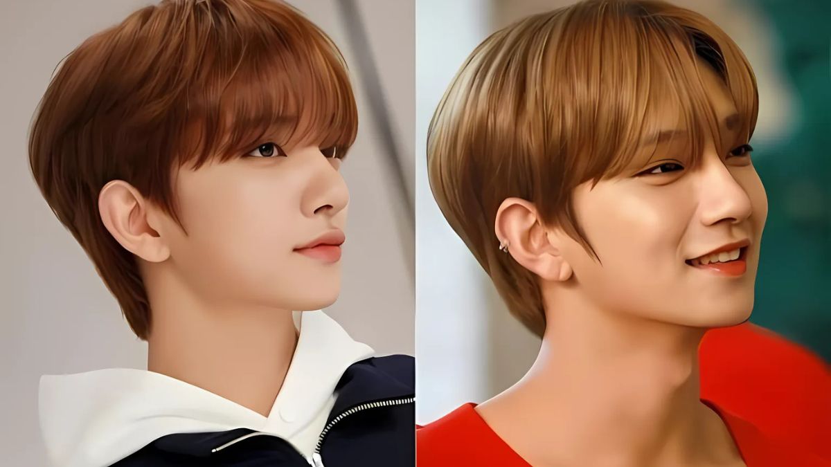 mau-nau-lanh-nam-6 Hai bức tranh chân dung của một người với kiểu tóc ngắn, màu nâu, đang mỉm cười và nhìn sang bên.