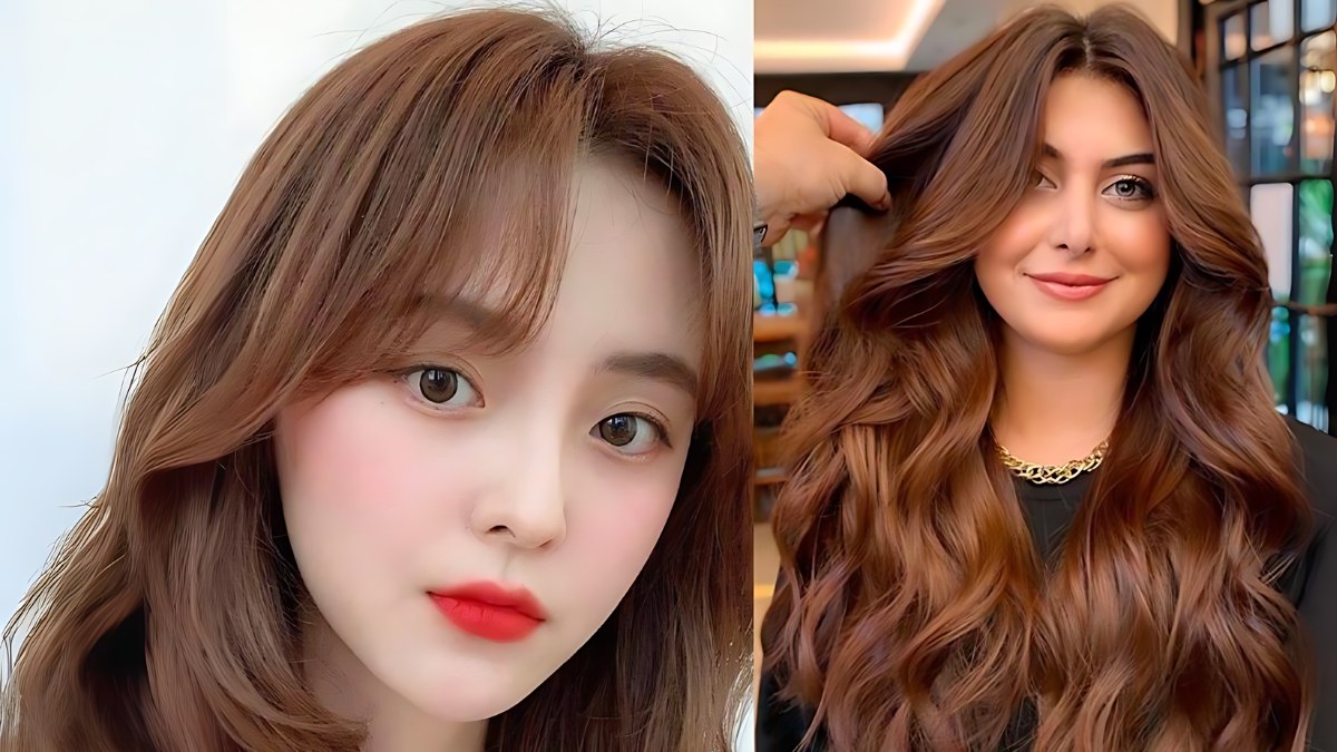 Hai người với tóc dài màu nâu, một người tóc xoăn, người kia tóc thẳng, trong không gian trong nhà.