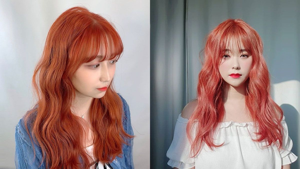mau-toc-cho-da-ngam-khong-tay-14 Hai người với tóc xoăn màu đỏ cam, một người nhìn nghiêng và người kia nhìn thẳng.