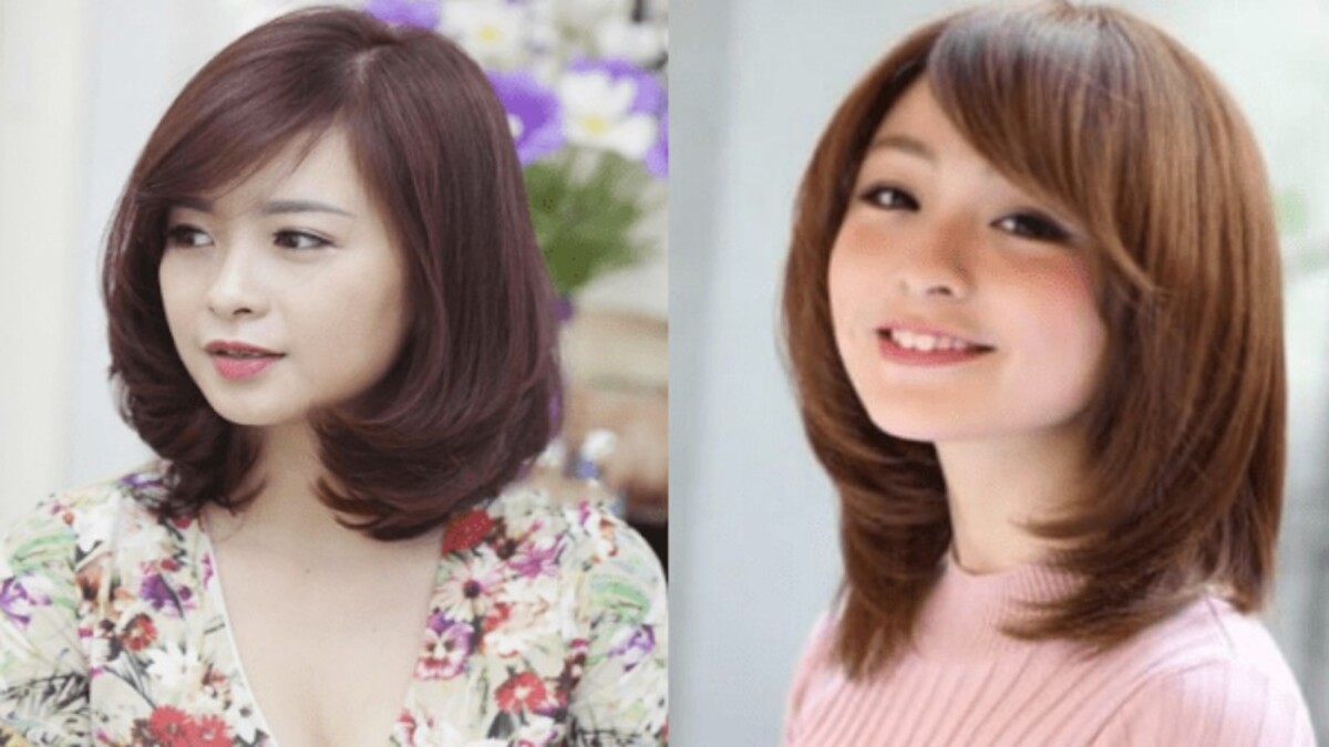 Hai người với mái tóc ngắn, uốn phồng, đứng cạnh nhau trong bối cảnh nội thất sáng.