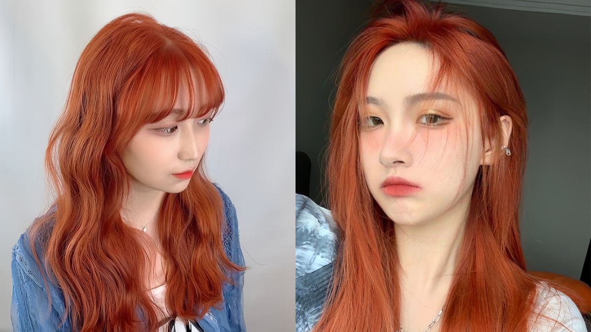 Hai người c&oacute; m&aacute;i t&oacute;c đỏ cam, một người nh&igrave;n ngang v&agrave; một người nh&igrave;n thẳng, trong hai bối cảnh kh&aacute;c nhau.