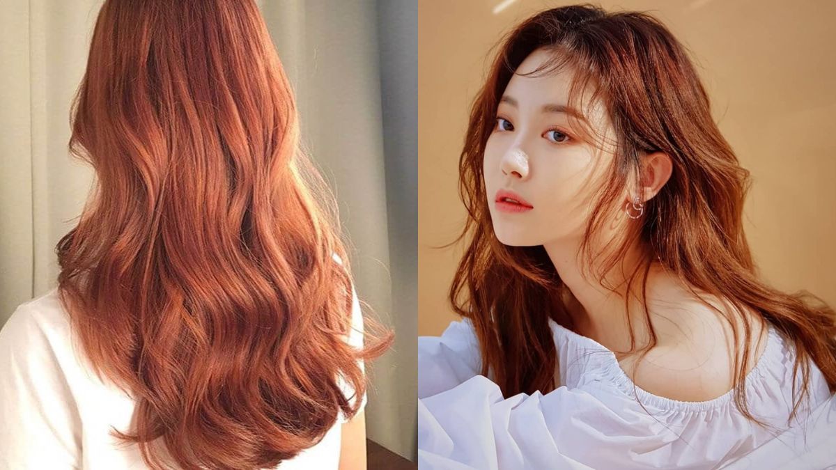 H&igrave;nh ảnh t&oacute;c m&agrave;u n&acirc;u đỏ, một người quay lưng với t&oacute;c d&agrave;i uốn lượn, người kh&aacute;c nh&igrave;n nghi&ecirc;ng với gương mặt thanh t&uacute;.