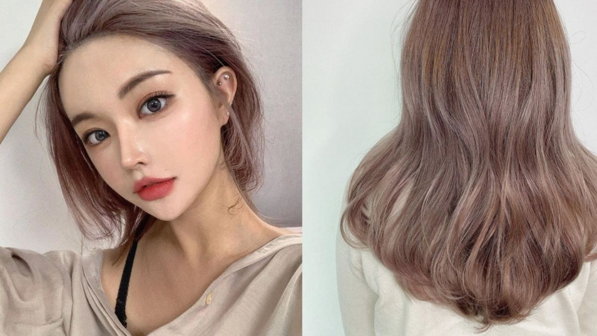 nau-caramel-11 Người với mái tóc ngắn màu nâu hồng bên trái, và ảnh mặt sau của tóc dài cùng màu bên phải.