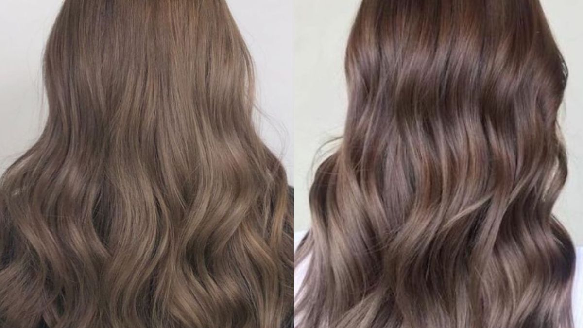 nau-caramel-13 Hai kiểu tóc dài gợn sóng với tông màu nâu và ánh tím nhẹ, nhìn từ phía sau.