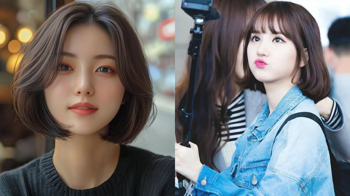 Hai người với mái tóc ngắn, một người mặc áo đen và người kia mặc áo khoác jean, trên nền mờ.