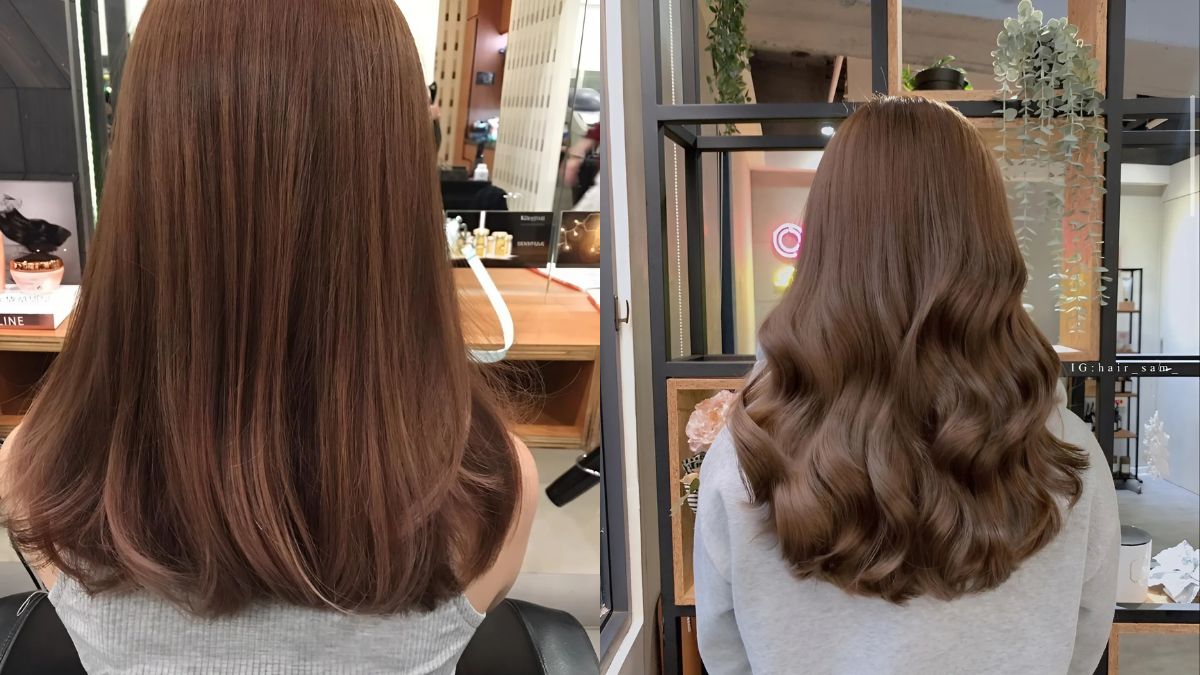 nau-mocha-2 Hình ảnh so sánh hai kiểu tóc: bên trái tóc thẳng, bên phải tóc xoăn sóng lớn.