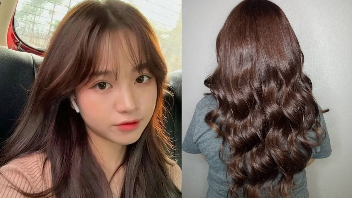 Hình ảnh bên trái là một người có mái tóc dài, bên phải là mái tóc màu nâu uốn xoăn, nhìn từ phía sau.