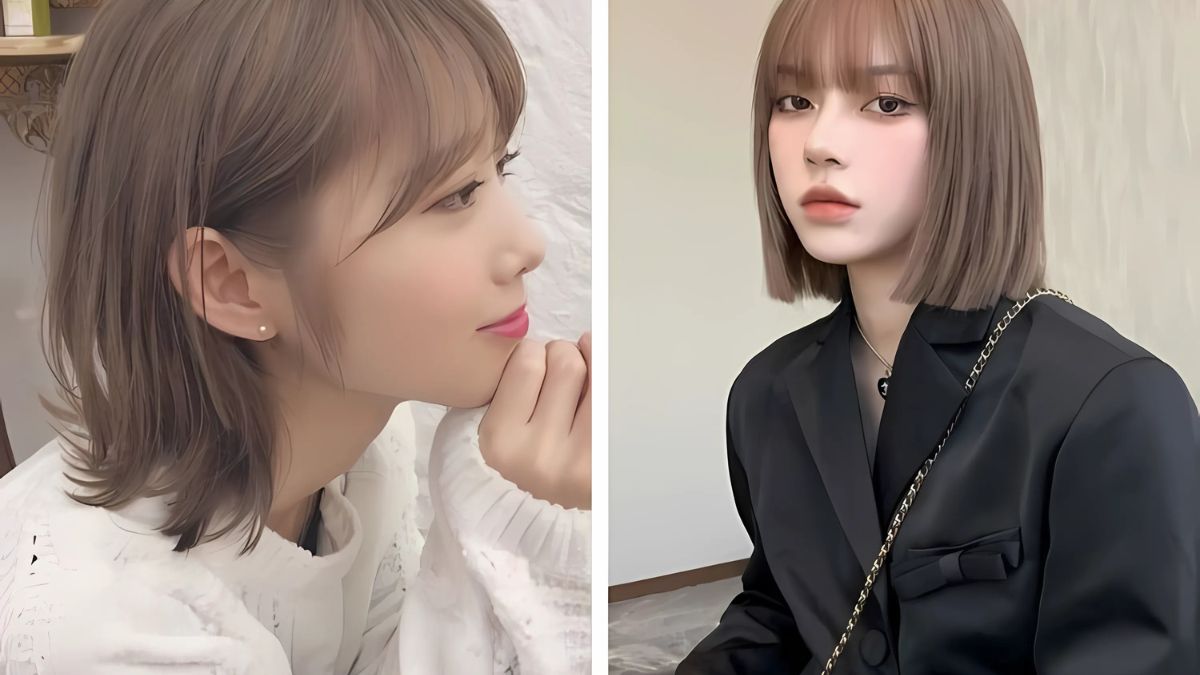 nhuom-balayage-toc-ngan-3 Hai người với kiểu tóc ngắn, một người đang nhìn nghiêng, người kia mặc áo đen và đeo túi xách.
