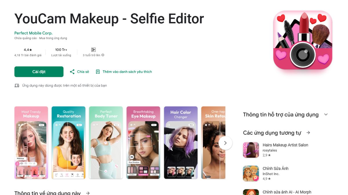 quet-khuon-mat-chon-kieu-toc-nu-online-7 Trang tải ứng dụng YouCam Makeup với các tính năng chỉnh sửa ảnh và trang điểm hiển thị trên Google Play.