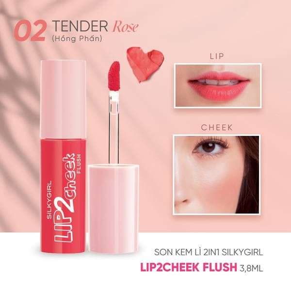 Son kem hồng phấn, thương hiệu Silkygirl, kèm hình minh họa môi và má, dung tích 3,8ml.