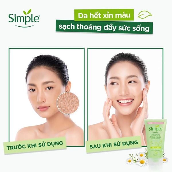 Hình ảnh quảng cáo sản phẩm chăm sóc da, hiển thị sự thay đổi trước và sau khi sử dụng.