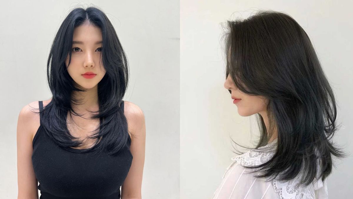 Hai người với kiểu tóc dài đen, một người nhìn thẳng, người kia nhìn nghiêng, mặc áo đen và trắng.
