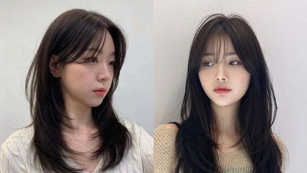 Hai người với kiểu tóc dài thẳng và mái lưa thưa, mặc áo sáng màu, nhìn về hướng khác nhau.