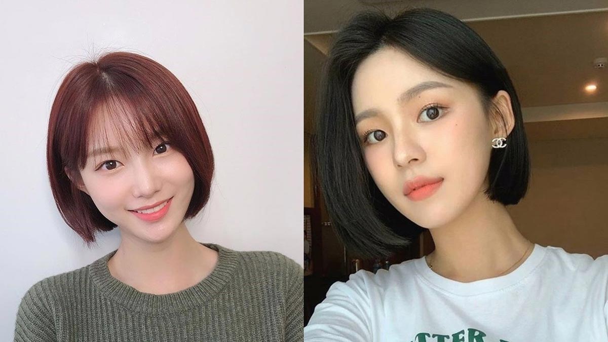Hai người có kiểu tóc bob ngắn, một người tóc nâu đỏ, một người tóc đen, đang mỉm cười trước ống kính.