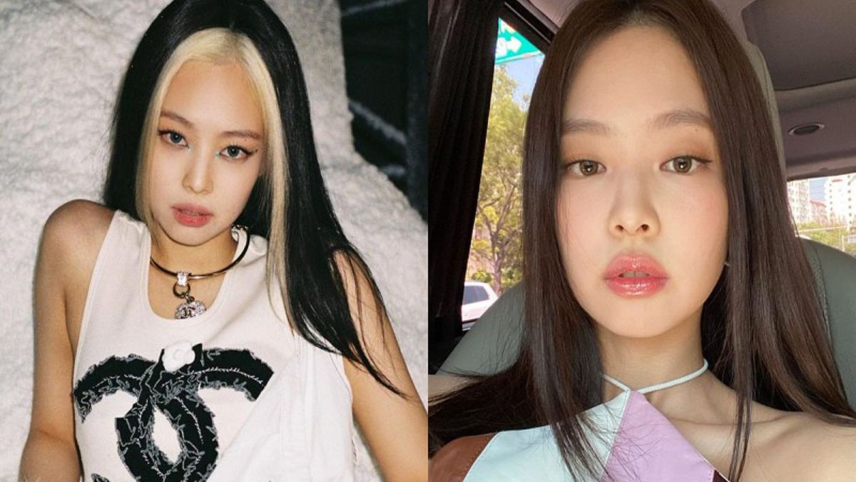 toc-jennie-1 Hình ảnh hai người với kiểu tóc và trang phục khác nhau, một người trong nhà và một người trong xe ô tô.