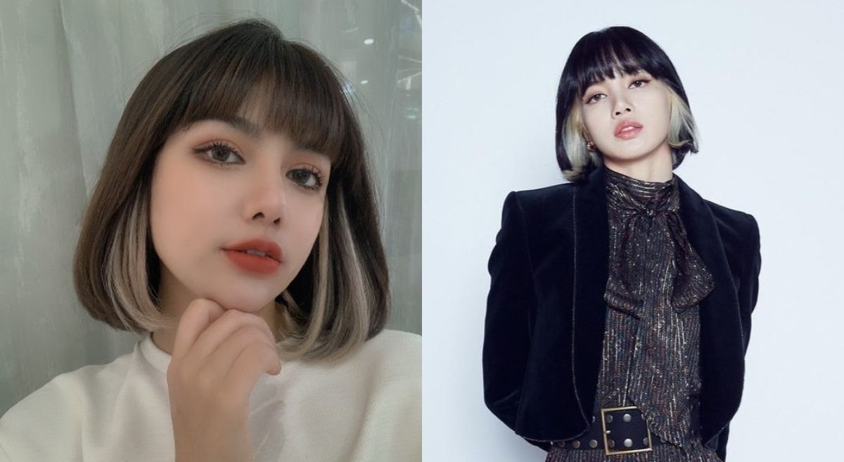 toc-lisa-11 Hai hình ảnh của một người có kiểu tóc ngắn, nhuộm sáng, trong trang phục khác nhau.