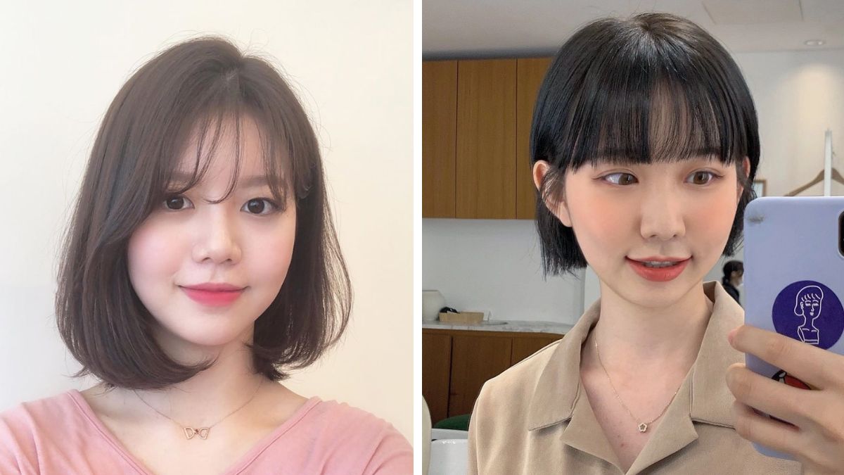 Hai người chụp ảnh tự sướng, một người tóc ngắn màu nâu, một người tóc ngắn màu đen, trong môi trường trong nhà.