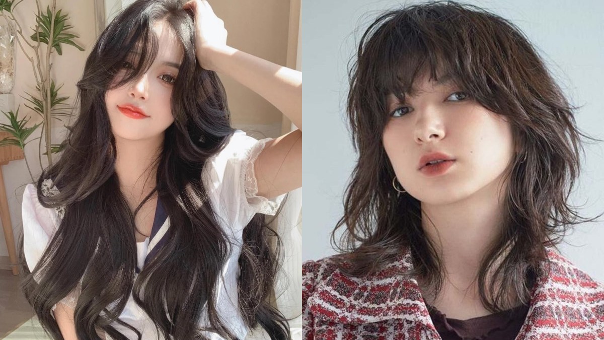 Tóc mullet nữ uốn đuôi có mái