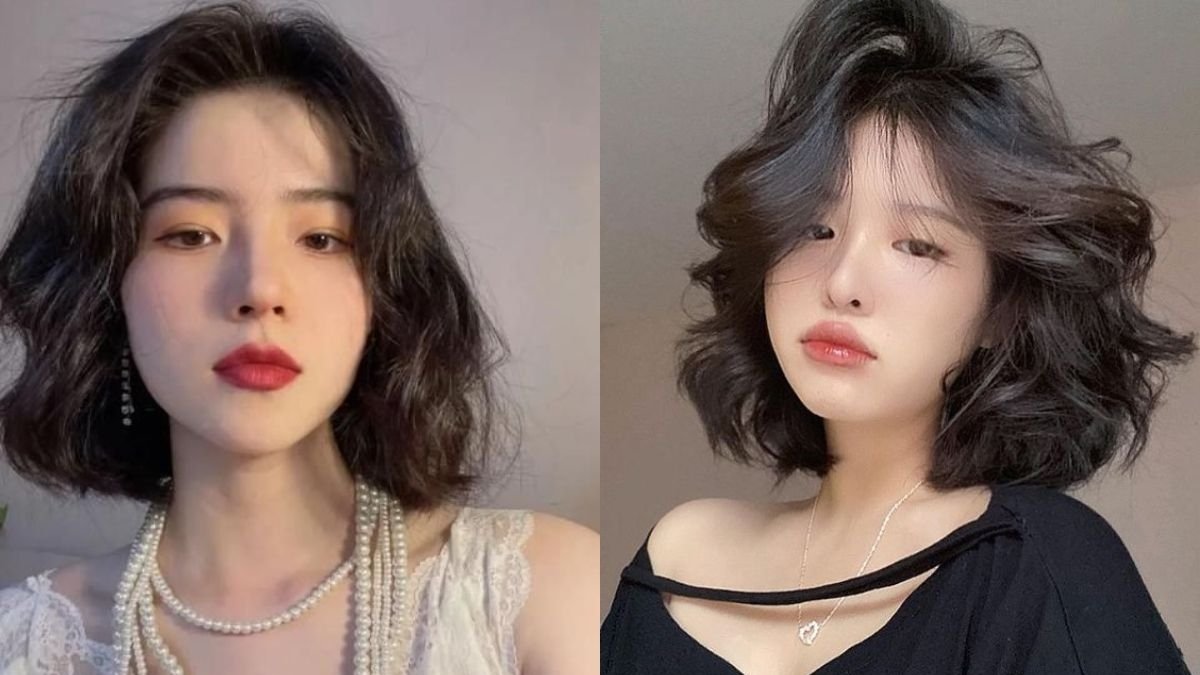 Hai người với kiểu tóc ngắn, mặc trang phục khác nhau, trang điểm nhẹ nhàng, nền sáng.