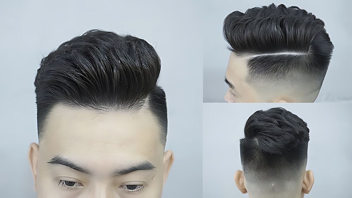 toc-phu-hop-voi-mat-nam-dai-3 Kiểu tóc nam undercut với phần trên dài, hai bên và sau gáy cắt sát, tạo kiểu vuốt ngược.