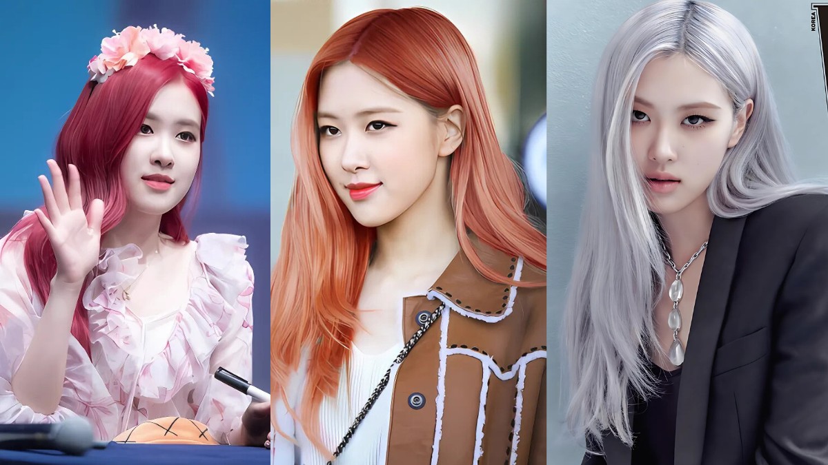toc-rose-6 Ba hình ảnh khác nhau của một người với kiểu tóc và trang phục đa dạng.