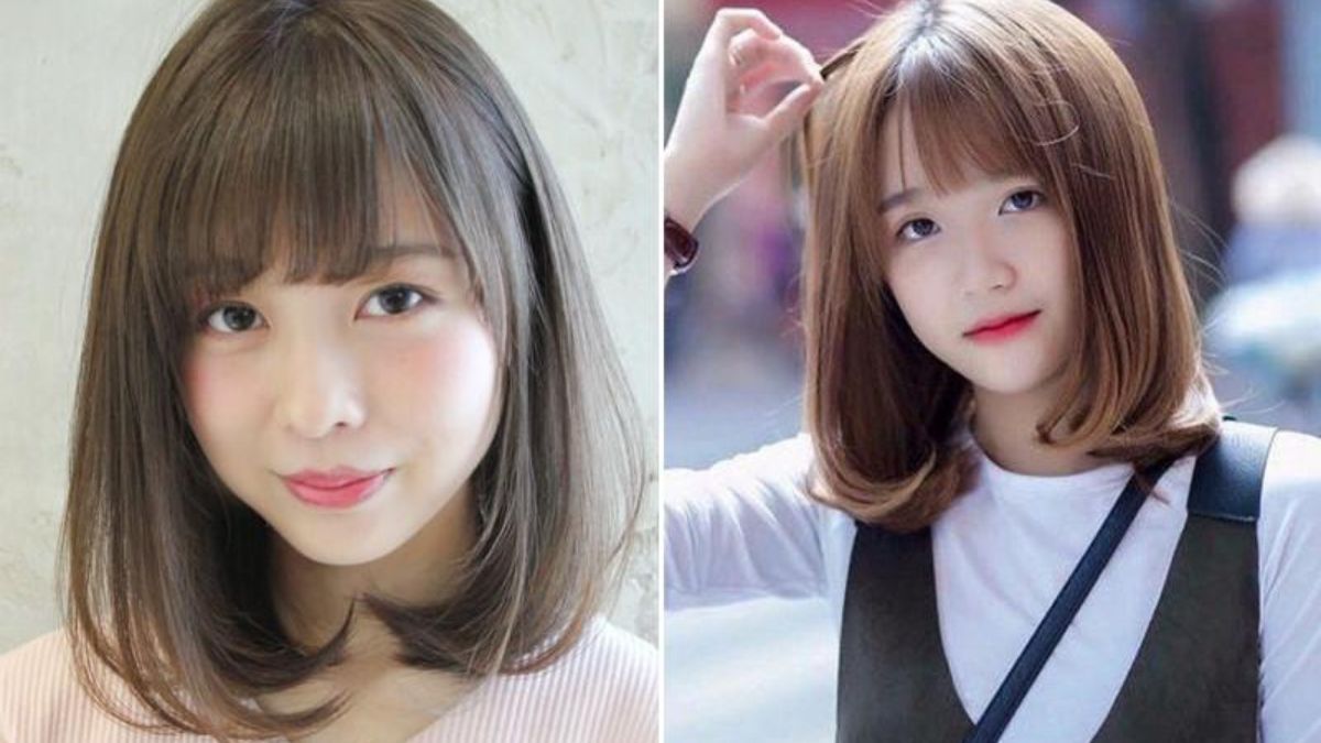 toc-uon-chu-c-15 Hai người với kiểu tóc ngắn, mái ngang, tông màu nâu sáng, trong môi trường khác nhau.