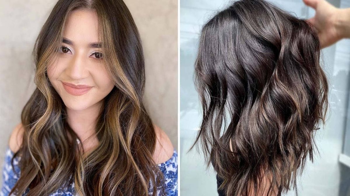 toc-wavy-18 Hình ảnh hai kiểu tóc dài với màu sắc và kiểu dáng khác nhau, một bên thẳng và một bên gợn sóng.