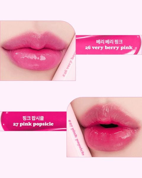Đôi môi được tô son màu hồng, một màu "very berry pink" và một màu "pink popsicle".